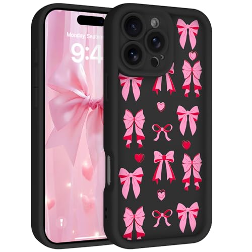 Goarshy Schutzhülle für iPhone 16 Pro Max, süßes Schleifen-Design, originelles Design mit Liebesherz-Muster, Kameraschutz, ästhetisches TPU, stoßfest, Schwarz Goarshy Schutzhülle für iPhone 16 Pro Max, süßes Schleifen-Design, originelles Design mit Liebesherz-Muster, Kameraschutz, ästhetisches TPU, stoßfest, Schwarz von Goarshy