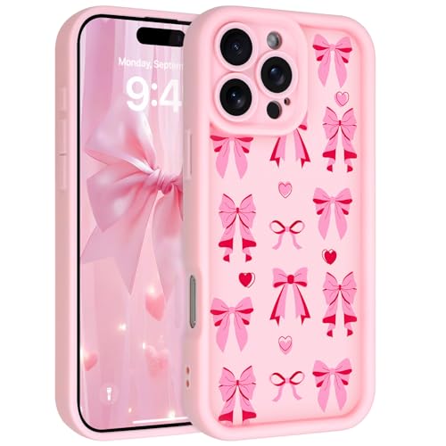Goarshy Schutzhülle mit rosa Schleife, kompatibel mit iPhone 16 Pro, niedliches Schleifen-Design, originelles Design mit Liebesherz-Muster, für Frauen und Mädchen, Kameraschutz, ästhetisches TPU Goarshy Schutzhülle mit rosa Schleife, kompatibel mit iPhone 16 Pro, niedliches Schleifen-Design, originelles Design mit Liebesherz-Muster, für Frauen und Mädchen, Kameraschutz, ästhetisches TPU von Goarshy