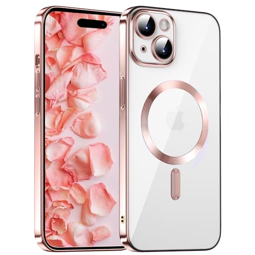 Gocorii Für iPhone 15 Hülle Handyhülle Für iPhone 15 Für MagSafe Lightweight Case Schutzhülle Präzise Lochöffnung rutschfest Kameraschutz Magnetische Saugkraft Hülle 6.1 Zoll Roségold von Gocorii