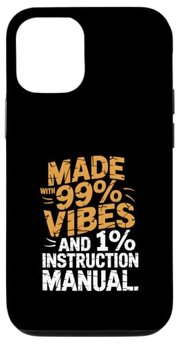 Hergestellt mit 99 % Vibes und 1 % Bedienungsanleitung (evtl. nicht in deutscher Sprache) Hülle für iPhone 12/12 Pro von God made quote