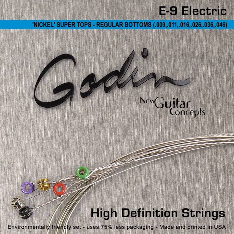 Godin E-9 Electric .009-.046 Nickel Super Tops Regular Bottoms von Godin