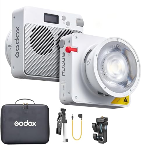 GODOX ML100Bi Kit2 Tragbares LED-Videolicht mit V-Mount Batteriehalter, Bi-Color 2800-6500K COB, unterstützt DC/V-Mount Batterie/USB-C Powerbank, TLCI97 CRI98 Dauerlicht für Videografie GODOX ML100Bi Kit2 Tragbares LED-Videolicht mit V-Mount Batteriehalter, Bi-Color 2800-6500K COB, unterstützt DC/V-Mount Batterie/USB-C Powerbank, TLCI97 CRI98 Dauerlicht für Videografie von Godox
