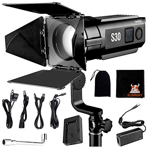 GODOX S30 Fokussierendes LED Licht 30Ws mit Asphärischer Optischer Linse Dimmbar mit CRI 96+ für Foto Video Interviews (S30) von Godox
