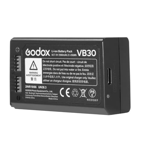 GODOX V1 Pro Akku, Lithium-Akku VB30 21,45 Wh, geeignet für V1Pro Flash, V1 Flash, V860III Flash, V850III, AD100Pro, DC7,2 V, 2980 mAh, Ersatzakku, unterstützt Typ-C GODOX V1 Pro Akku, Lithium-Akku VB30 21,45 Wh, geeignet für V1Pro Flash, V1 Flash, V860III Flash, V850III, AD100Pro, DC7,2 V, 2980 mAh, Ersatzakku, unterstützt Typ-C von Godox