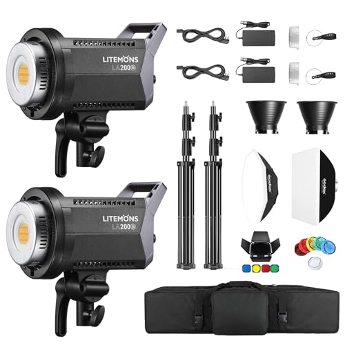 Godox 2Pack LA200Bi 230W LED Tageslicht Videoleuchte,5600K CRI 96+ TLCI 97+,101000lux@1m Studiolicht Fotografie mit Bowens-Montage und APP-Kontrolle für Livestreaming,Video,Youtuber Godox 2Pack LA200Bi 230W LED Tageslicht Videoleuchte,5600K CRI 96+ TLCI 97+,101000lux@1m Studiolicht Fotografie mit Bowens-Montage und APP-Kontrolle für Livestreaming,Video,Youtuber von GODOX