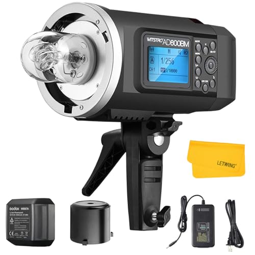 Godox AD600BM Bowens Mount 600Ws GN87 HSS 1/8000s Blitzgeräte mit 2.4G Kabellos X System und 8700mAh Li-on Batterie, Flash Strobe Light für 500 Full Power Blitze und Recycling in 0,01-2,5 Sekunde von Godox