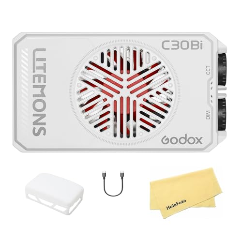 Godox C30 BI 30 W LED-Videoleuchte, CCT 2800 K – 6500 K, Zweifarbig, Hoher CRI 94+, TLCI 96+, Eingebauter Akku 3350 mAh, Dimmbar, für Studio-, Porträt-, Foto- und Videobeleuchtung Godox C30 BI 30 W LED-Videoleuchte, CCT 2800 K – 6500 K, Zweifarbig, Hoher CRI 94+, TLCI 96+, Eingebauter Akku 3350 mAh, Dimmbar, für Studio-, Porträt-, Foto- und Videobeleuchtung von GODOX