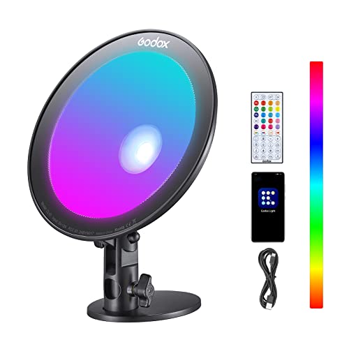 Godox CL10 RGB LED Webcasting Umgebungslicht 10W, Farbton 0-360° und 36000 Farben, 39 Fx-Effekte No Flicker für Webcasting, Stimmungslicht, Filmen, Live-Streaming, Mikrofilm, Aufnahme von Godox