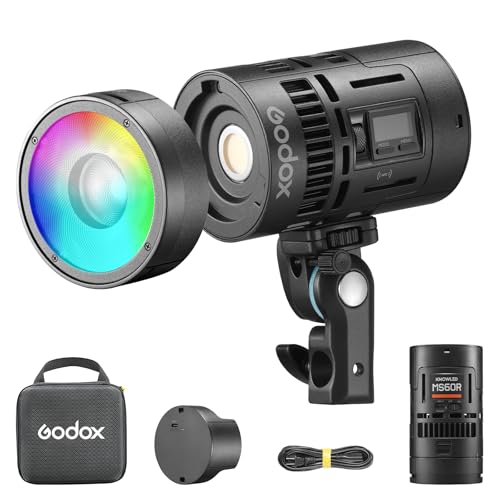 Godox KNOWLED MS60R RGB60 LED Light Kit mit AD-E2, Akku, Objektivreflektor,USB-C-Ladekabel,Aufbewahrungstasche für Film, Broadcast,Videoproduktion (MS60RGB, Einzellicht-Kit) von Godox