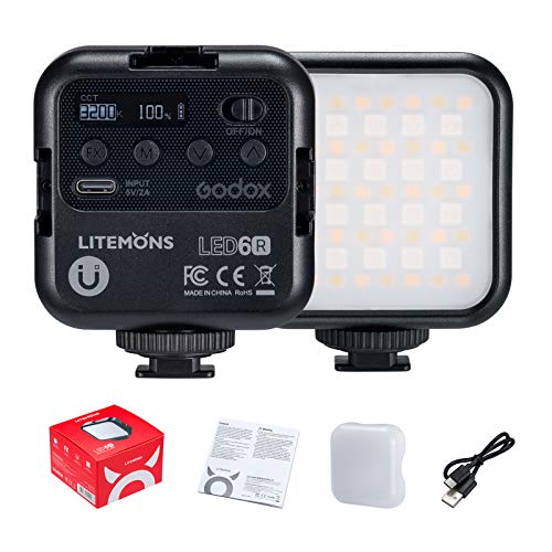 Godox LITEMONS LED6R RGB LED Videoleuchte, 360° Vollfarb-Video Licht, Dimmbares 3200K-6500K, Eingebauten 1800mAh Akkus, LCD Display, 3 Cold Shoe Godox LITEMONS LED6R RGB LED Videoleuchte, 360° Vollfarb-Video Licht, Dimmbares 3200K-6500K, Eingebauten 1800mAh Akkus, LCD Display, 3 Cold Shoe von Godox