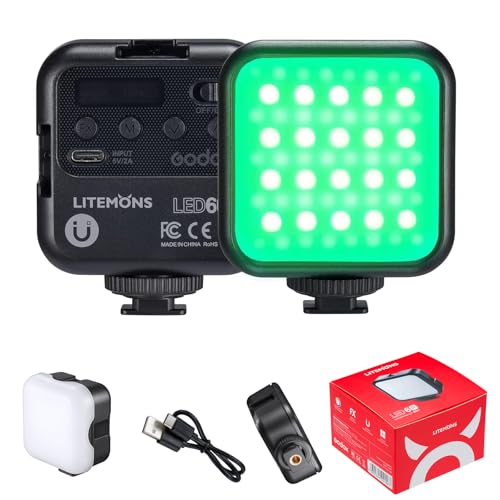 Godox LITEMONS LED6R RGB-Videoleuchte, Taschen-LED-Licht, zweifarbig, 3200K-6500K, CRI 95, 13 Fx Lichteffekte, HSI-Modus, wiederaufladbares RGB-Kameralicht für Aufnahmen, Live-Streaming, Mikrofilm Godox LITEMONS LED6R RGB-Videoleuchte, Taschen-LED-Licht, zweifarbig, 3200K-6500K, CRI 95, 13 Fx Lichteffekte, HSI-Modus, wiederaufladbares RGB-Kameralicht für Aufnahmen, Live-Streaming, Mikrofilm von Godox