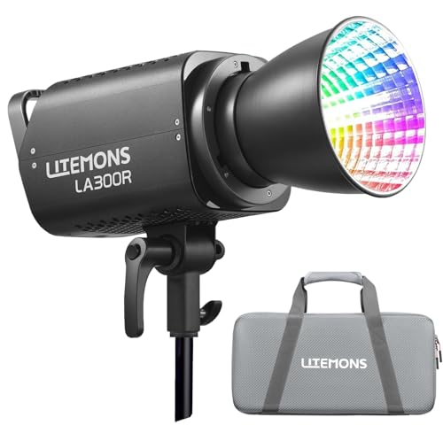 Godox Litemons LA300R K1 RGB LED Videoleuchte CCT 1800K-10000K Bowens-Halterung mit NFC-Unterstützung App-Steuerung CRI 95+ TLCI 94+ (Schwarz) von Godox