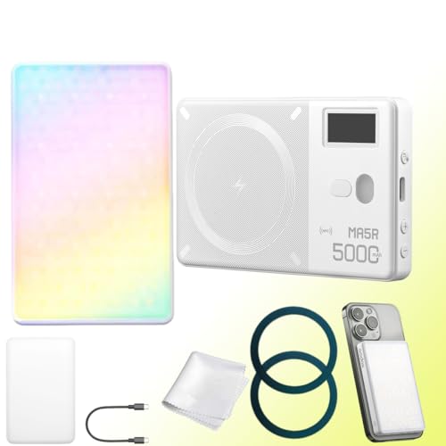 Godox MA5R 2-in-1 RGB LED Videoleuchte mit Magnetladung, CCT 1800K-10000K, 14 Lichteffekten, Vollfarb-Selfie-Aufhelllicht, unterstützt NFC-App-Steuerung (Weiß) von GODOX