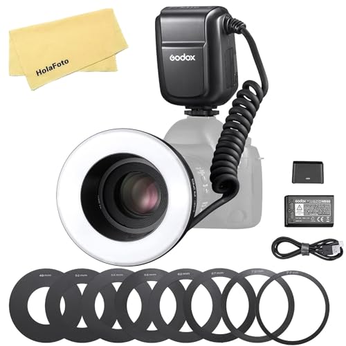 Godox MF-R76 LED Mikro Ringblitz mit 2600 mAh Li-Ionen-Akku und LCD Display Adapterringen für Canon Sony Nikon Fuji Olympus Panasonic Pentax Kamerablitz Speedlight Speedlite Light Godox MF-R76 LED Mikro Ringblitz mit 2600 mAh Li-Ionen-Akku und LCD Display Adapterringen für Canon Sony Nikon Fuji Olympus Panasonic Pentax Kamerablitz Speedlight Speedlite Light von Godox