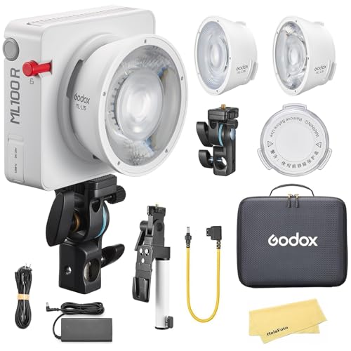 Godox ML100R Kit1 RGB-LED-Videoleuchte mit Bluetooth-Steuerung, 1800K-10000K CCT, 95 CRI/TLCI,14 FX-Modi,110W Eingangsleistung,Kompakt und Leicht für Professionelles Filmemachen,Fotografieren,Vlogging von Godox