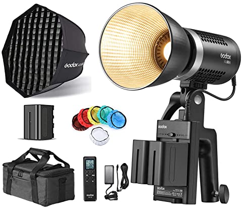 Godox ML60Bi 60W Power in Your Hands LED Videoleuchte,mit AD-S60S Softbox,RC-A6 Fernbedienung,2X NP970 Lithium Batterie von Godox