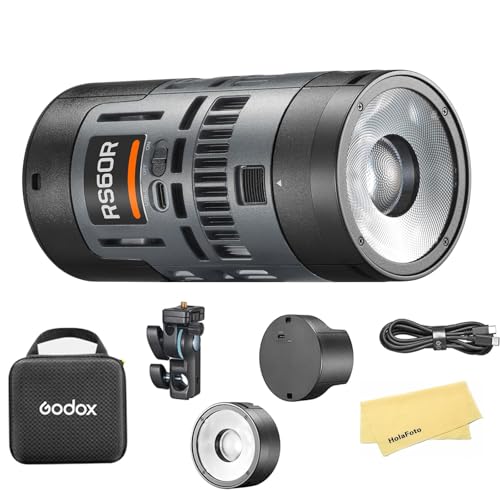 Godox RS60R RGB-LED-Monolicht mit Bluetooth- und DMX-Steuerung, 1800K – 10000K CCT, 95+CRI, 95+TLCI, 60 W USB-C-Eingang, 14 FX-Modi, Kompaktes Design für Kreativstudio, Fotografie, Vor-Ort-Beleuchtung von Godox