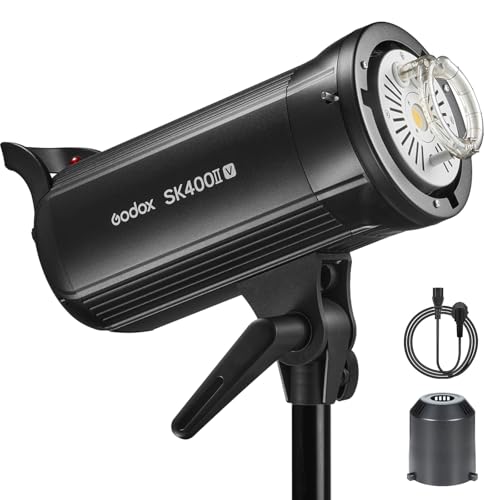 Godox SK400II-V 400W Studio Strobe, 0.1-1.5S Recycle Time, GN65 5700K Monolight, 2.4G X-System, Bowens-Halterung mit 10 W LED-Einstelllampe für Hochzeit, Porträtfotografie Godox SK400II-V 400W Studio Strobe, 0.1-1.5S Recycle Time, GN65 5700K Monolight, 2.4G X-System, Bowens-Halterung mit 10 W LED-Einstelllampe für Hochzeit, Porträtfotografie von Godox