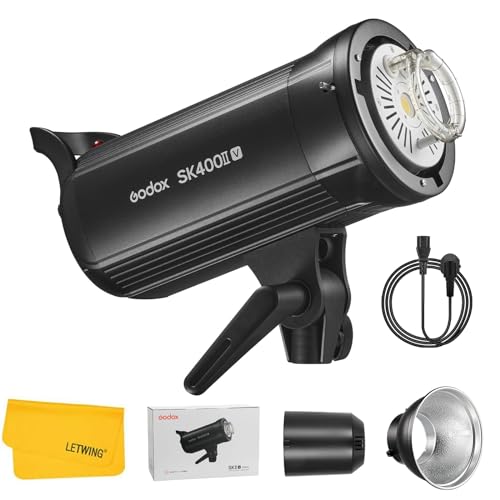 Godox SK400II-V SK400IIV 400W Studio Strobe, 2.4G X-System, 0.1-1.5S Recycle Time, GN65 5700K Monolight, Bowens-Halterung mit 10 W LED-Einstelllampe für Hochzeit, Porträtfotografie Godox SK400II-V SK400IIV 400W Studio Strobe, 2.4G X-System, 0.1-1.5S Recycle Time, GN65 5700K Monolight, Bowens-Halterung mit 10 W LED-Einstelllampe für Hochzeit, Porträtfotografie von Godox