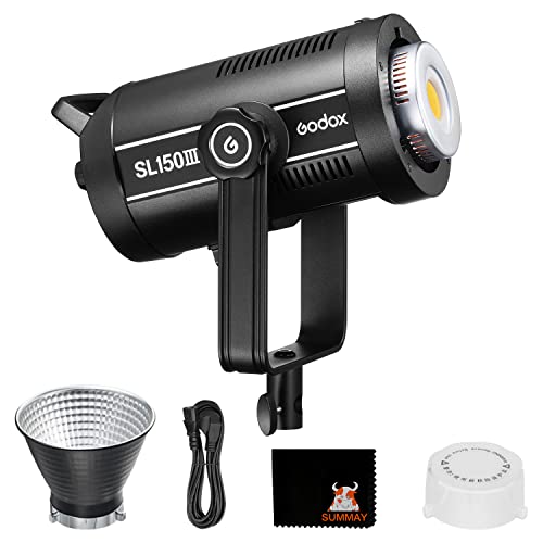 Godox SL150III LED Videoleuchte, 73600lux@1m5600K CRI96 TLCI97 Bowens Mount 0%-100% Helligkeitseinstellung, Eingebauter 8FX Effekt Silent Modus, Geeignet für Video, Studio, Stillleben, Interviews von Godox