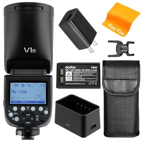 Godox V1-F V1 TTL Kamerablitz für Fuji, 2.4G HSS 1/8000S 76Ws Rundkopfblitz Blitzgerät 2600mAh, Godox V1F für Fujifilm Kamera Godox V1-F V1 TTL Kamerablitz für Fuji, 2.4G HSS 1/8000S 76Ws Rundkopfblitz Blitzgerät 2600mAh, Godox V1F für Fujifilm Kamera von Godox