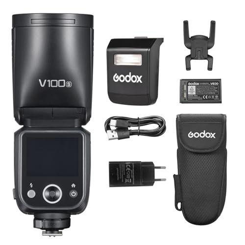 Godox V100S kabelloser Kamerablitz 100W Rundkopf Speedlite 1/8000s 2980mAh AKKU 1,7 s Wiederaufladezeit Eingebaute LED-Einstelllampe mit abnehmbarem Sub-Blitz+24 Stück Blitzgele für Sony Kamera Godox V100S kabelloser Kamerablitz 100W Rundkopf Speedlite 1/8000s 2980mAh AKKU 1,7 s Wiederaufladezeit Eingebaute LED-Einstelllampe mit abnehmbarem Sub-Blitz+24 Stück Blitzgele für Sony Kamera von Godox