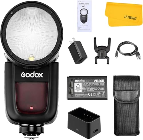 Godox V1-C für Canon Round Head Kamera Blitz, 2.4G 1/8000 HSS TTL Blitzgerät, 480 Full Power Shots, 10 Level LED Modeling Lampe, kompatibel für Studio/Portrait/Photography Godox V1-C für Canon Round Head Kamera Blitz, 2.4G 1/8000 HSS TTL Blitzgerät, 480 Full Power Shots, 10 Level LED Modeling Lampe, kompatibel für Studio/Portrait/Photography von Godox