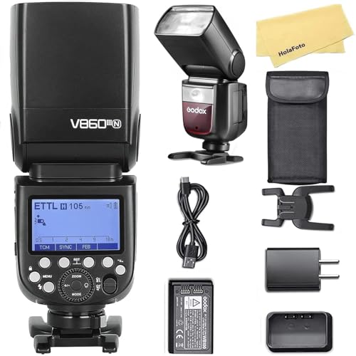 Godox V860III-N Kamerablitz für Nikon Kamerablitzgerät Speedlite Light, 2.4G HSS 1/8000s, 480 Vollleistungsblitze, 7.2V/2600mAh Li-Ionen Akku, 0.01-1.5s Wiederaufladezeit, 10 Stufen LED Einstelllampe Godox V860III-N Kamerablitz für Nikon Kamerablitzgerät Speedlite Light, 2.4G HSS 1/8000s, 480 Vollleistungsblitze, 7.2V/2600mAh Li-Ionen Akku, 0.01-1.5s Wiederaufladezeit, 10 Stufen LED Einstelllampe von Godox