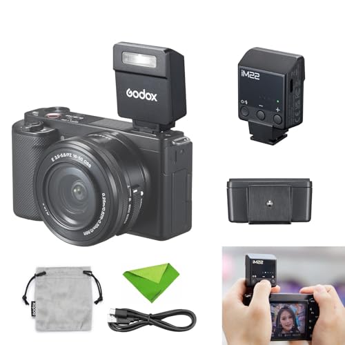 Godox iM22 Mini-Blitzgerät für Canon, Sony, Fuji, Nikon, Panasonic, Olympus, Pentax, 3 s Wiederaufladezeit, ca. 440 Blitzzeiten, Blitz für Sony ZV1, DSLR usw. (integrierte Lithiumbatterie) von Godox