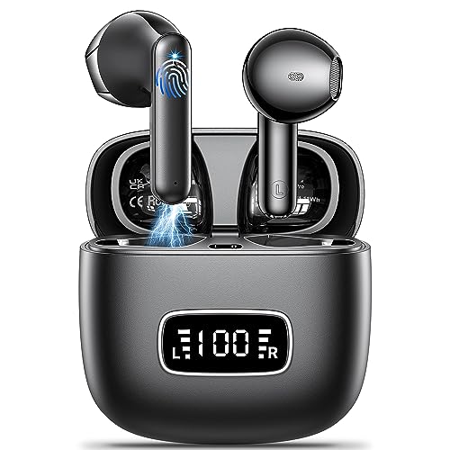 Bluetooth Kopfhörer, Godyse Kabellos 5.3 LED Anzeige 42 std Spielzeit mit 4 Mikrofon ENC Anruf Noise Cancelling HIFI Stereo IP6 Wasserdicht Sport für iOS Android von Godyse
