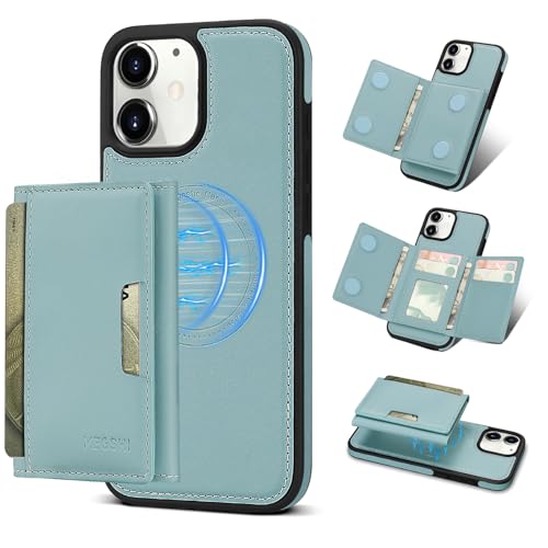 Godzoen Schutzhülle für iPhone 11, 2-in-1 abnehmbare Handyhülle, Kartenhalter, RFID-Blockierung, modisches Leder-Kartenfach und faltbares Design, Blau 15,5 cm (6,1 Zoll) von Godzoen