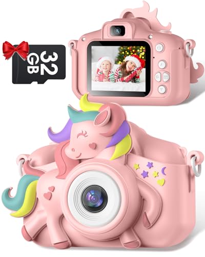 Kinderkamera, Gofunly Kinder Kamera 1080P 2,0-Zoll-Bildschirm Kamera Kinder mit 32GB-Karte Selfie Digitalkamera Kinder Fotoapparat Kinder für 3-12 Jahre Jungen und Mädchen Weihnachten Spielzeug von Gofunly