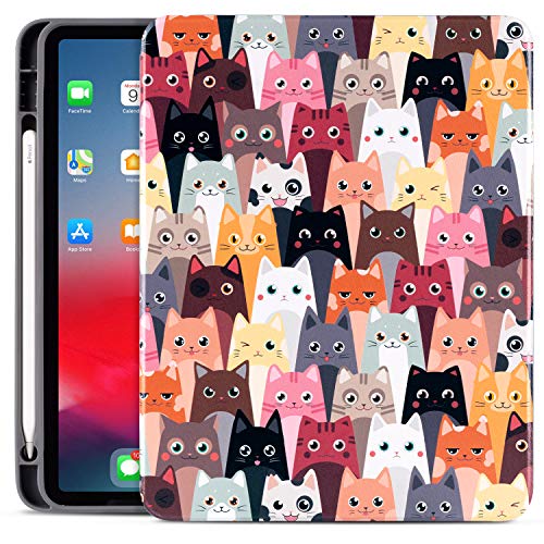 Gofupa iPad Pro 11 Schutzhülle für 27,9 cm (11 Zoll) 2. Generation 2020 mit Stifthalter, weiches TPU-Leder, iPad-Hülle mit automatischer Wake-/Sleep-Funktion (Farbe Katze) von Gofupa