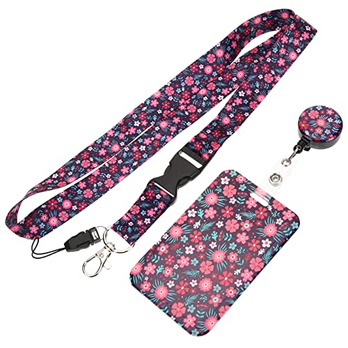 Gogogmee 1Satz Namensbadehalter Mit Einziehbarem Band Rotes Blumenmuster Für Id Karten Ausweise Und Visitenkarten Langlebiger Kartenhalter Für Sicheres Im Büro von Gogogmee