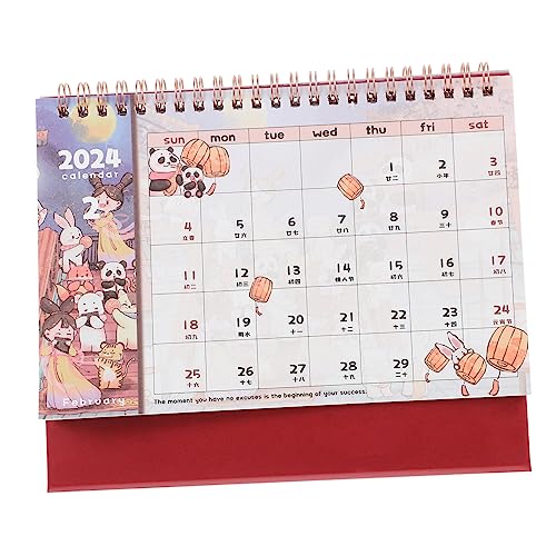 Gogogmee Fashion Cartoon Schedules office small desk calendar cute decorate Classical Cherry blossoms 2024 calendars Coil schedule folding calendar folding paper calendar desktop calendar von Gogogmee