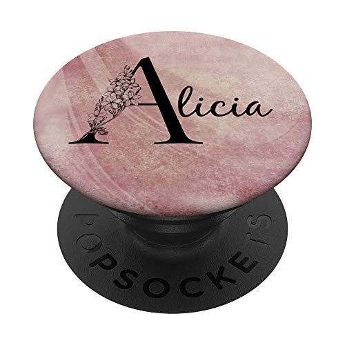 Alicia Personalisierter Name Floral Rose Rosa Grunge Design PopSockets mit austauschbarem PopGrip von Gogojix Girl Name Gifts