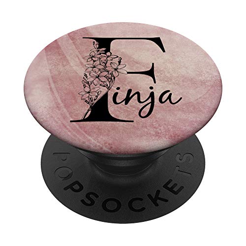 Finja Personalized Name Floral Rose Pink Grunge Design PopSockets PopGrip: Ausziehbarer Sockel und Griff für Handys/Tablets mit Tauschbarem Top von Gogojix Girl Name Gifts