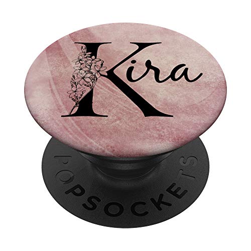 Kira Personalized Name Floral Rose Pink Grunge Design PopSockets PopGrip: Ausziehbarer Sockel und Griff für Handys/Tablets mit Tauschbarem Top von Gogojix Girl Name Gifts