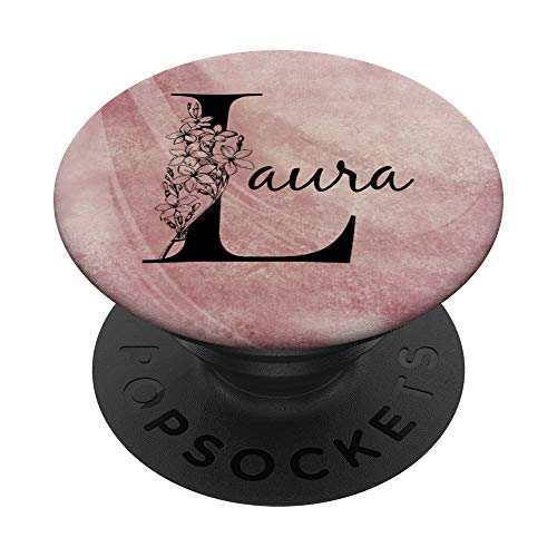 Laura Personalisierter Name Floral Rose Pink Grunge Design PopSockets mit austauschbarem PopGrip von Gogojix Girl Name Gifts