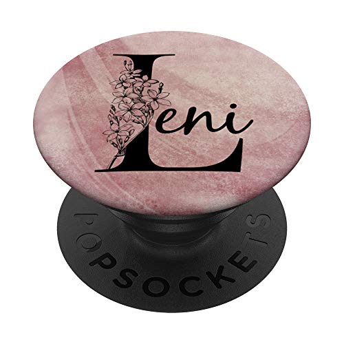 Leni Personalized Name Floral Rose Pink Grunge Design PopSockets PopGrip: Ausziehbarer Sockel und Griff für Handys/Tablets mit Tauschbarem Top von Gogojix Girl Name Gifts