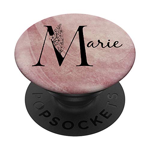 Marie Personalized Name Floral Rose Pink Grunge Design PopSockets PopGrip: Ausziehbarer Sockel und Griff für Handys/Tablets mit Tauschbarem Top von Gogojix Girl Name Gifts