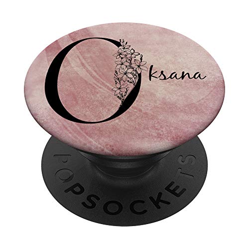 Oksana Personalized Name Floral Rose Pink Grunge Design PopSockets PopGrip: Ausziehbarer Sockel und Griff für Handys/Tablets mit Tauschbarem Top von Gogojix Girl Name Gifts
