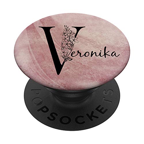 Veronika Personalized Name Floral Rose Pink Grunge Design PopSockets PopGrip: Ausziehbarer Sockel und Griff für Handys/Tablets mit Tauschbarem Top von Gogojix Girl Name Gifts
