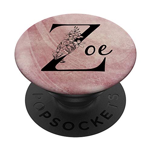 Zoe Personalized Name Floral Rose Pink Grunge Design PopSockets PopGrip: Ausziehbarer Sockel und Griff für Handys/Tablets mit Tauschbarem Top von Gogojix Girl Name Gifts