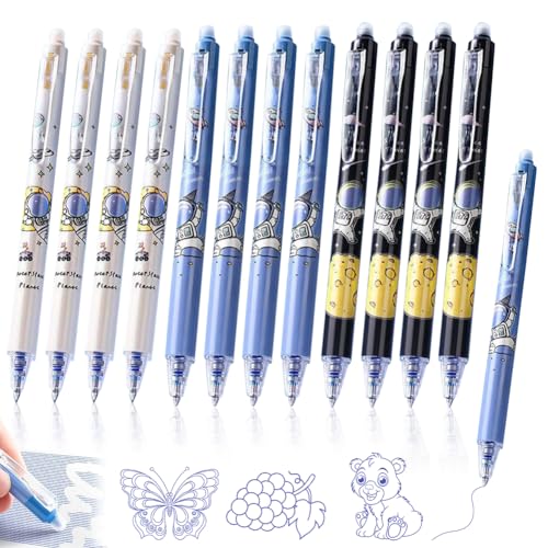 Gohytal Radierbarer Kugelschreiber, 12 Stück Blau Tintenroller Radierbar Radierbare Stifte 0.5MM Kugelschreiber Radierbar, Radierbarer Tintenroller Gelschreiber Radierstifte von Gohytal