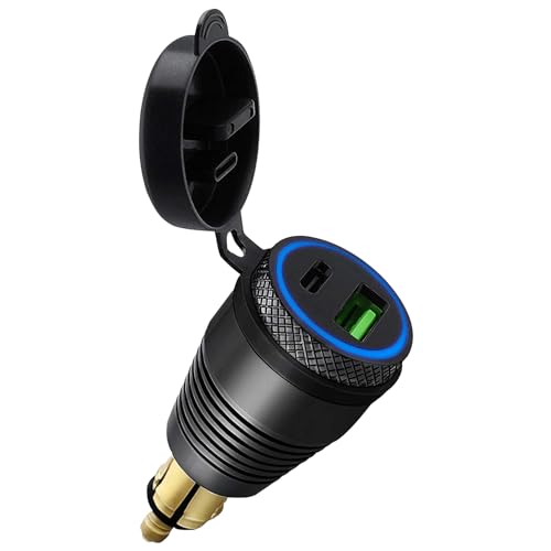 Gokelomg Motorrad DIN Stecker Wasserdichtes LadegeräT EIN QC3.0 USB LadegeräT & Typ C 30W Netzteil Adapter Buchse Gokelomg Motorrad DIN Stecker Wasserdichtes LadegeräT EIN QC3.0 USB LadegeräT & Typ C 30W Netzteil Adapter Buchse von Gokelomg