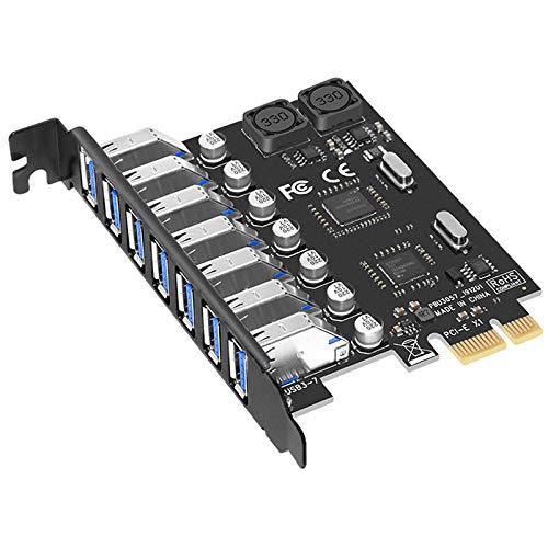 Gokelomg USB 3.0 PCI-E Erweiterungs Karten 7 Hub Externer Controller PCI-E Extender PCI Karte für Desktop von Gokelomg