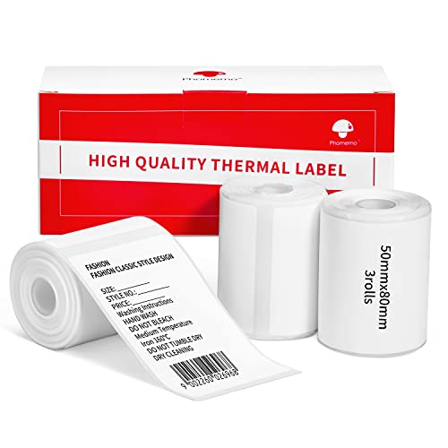 M110 Etiketten Kompatibel mit Phomemo M110 M200 M120 M220 Etikettendrucker, 1.97"x 3.15" (50 x 80 mm)Thermoetikett,Weißes selbstklebendes Thermopapier, 100 Etiketten/Rolle, 3 Rollen, Schwarz auf Weiß von Goknu