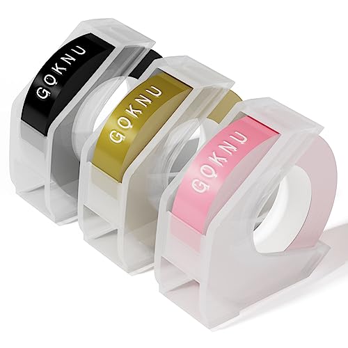 Prägeband Kompatibel 3D Etikettenband Ersatz für Dymo Embossing 3D Prägeetiketten, Kompatibel mit Dymo Omega S0717930 Junior S0717900 Etikettiergerät (3 pack) von Goknu