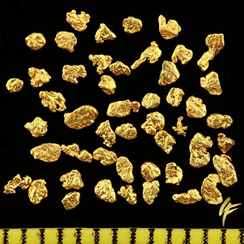 10, 20, 50 echte Goldnuggets aus Alaska mit Zertifikat 20-23 Karat ca. 1 mm groß Münze Barren (50 Goldnuggets) von Gold-Fieber